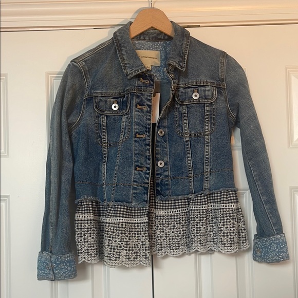 Anthropologie Pilcro & the Letterpress Ruffled Eyelet Gingham Hem Jean Jacket - Picture 5 of 8